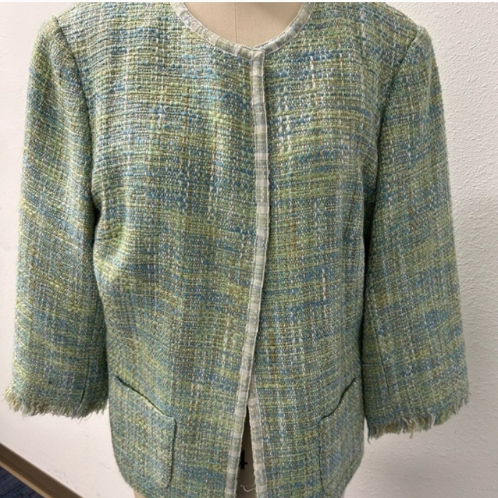 Harris Wallace Pastel Blue/Green Tweed Blazer Sz 14